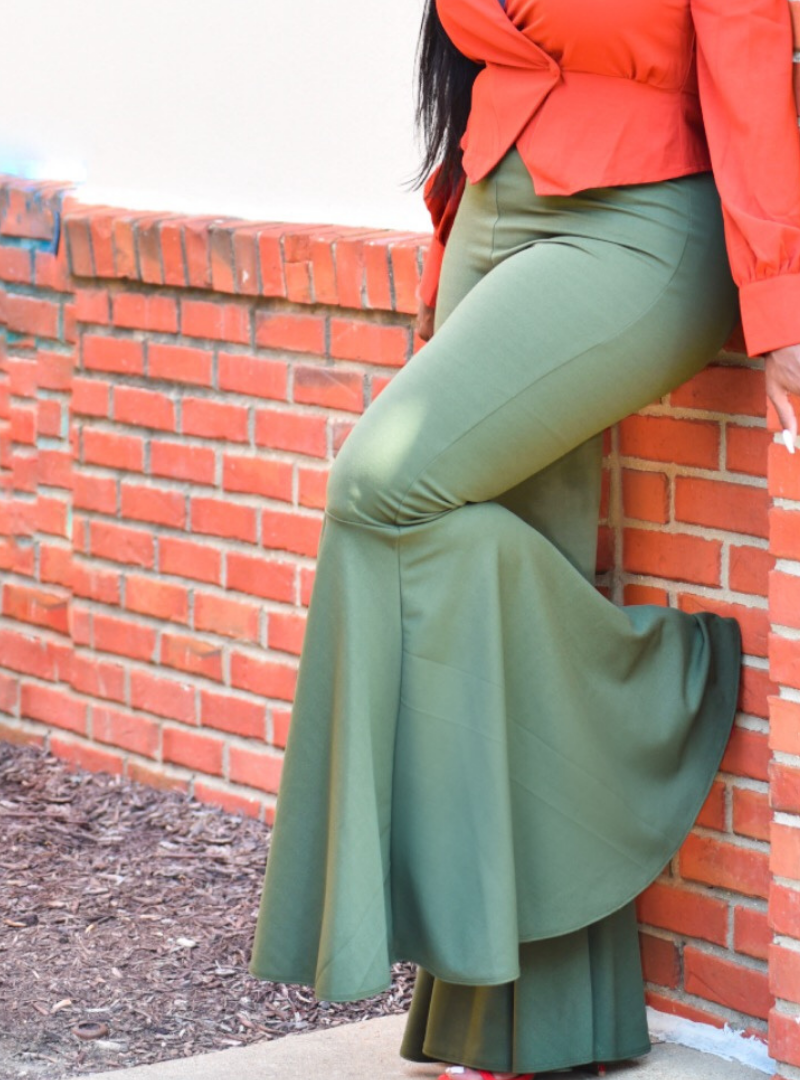 Mermaid ruffle hot sale flare pants